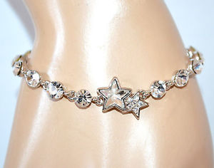 【送料無料】イタリアン　ブレスレット　シルバーブレスレットペンダントテニスbracciale argento cristalli donna tennis ciondoli stelle strass bigiotteria a56