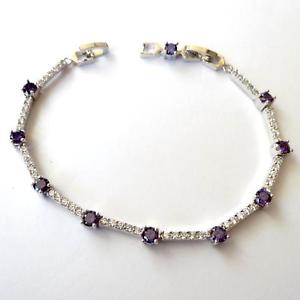 【送料無料】イタリアン ブレスレット テニスブレスレットシルバーアメジストホワイトbracciale tennis donna colore argento ametista zirconi bianchi 18 20 cm 77 n