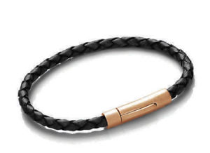 【送料無料】イタリアン　ブレスレット　ピンクゴールドイギリスブレスレットクリスマスpelle nera intrecciato chiusura in oro rosa bracciale uomo regalo di natale compleanno del regno uni