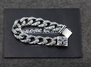 【送料無料】メンズブレスレット　custom 925sterlingcross chain link biker curbheavy high end braceletcustom 925 sterling silver cross chain link biker curb