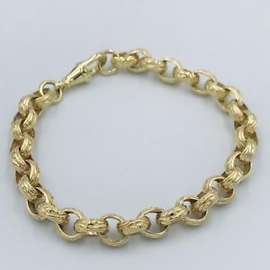 yzYuXbg@YS[hp^[Nx`[uXbg mens gents heavy 9ct gold engravedpatterned oval link belcher bracelet 329