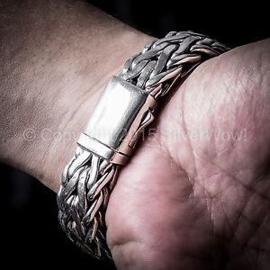 【送料無料】メンズブレスレット　ロープブレスレット16mm925スターリングrope weave bracelet 16mm outstanding quality solid 925 sterling silver