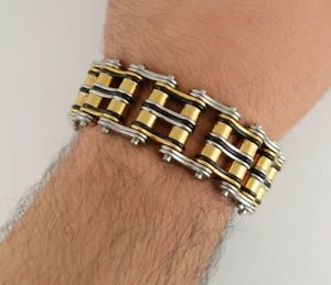 【送料無料】メンズブレスレット　1 ヘントbaddassステンレスチェーンブレスレット1 wide gents baddass stainless steel chain biker bracelet