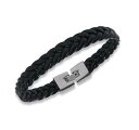 【送料無料】メンズブレスレット ブレスレットフラットスチールmagnificent bracelet flat steel amp; leather braided jewelry for men(4)