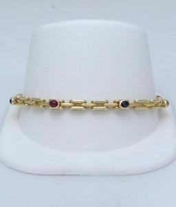 yzYuXbg@fB[XkCG[S[hr[Tt@CAuXbgladies 750 18k yellow gold gemstone ruby sapphire bracelet 4mm 162g 7 12