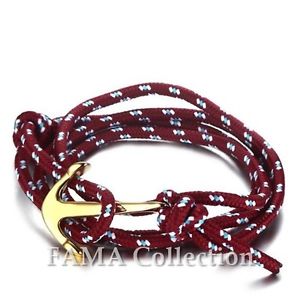 yzYuXbg@fama[vR[hbvuXbgwXeXAJ[y_gfama maroon rope cord wrap bracelet w stainless steel anchor pendant closure