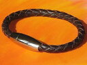 【送料無料】メンズブレスレット listingmensライムステンレス listingmens ladies brown braided leather and...