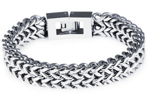 yzYuXbg@X|[c`F[NuXbcXeXmans sports chain link bracelets casual double layer stainless steel jewelry