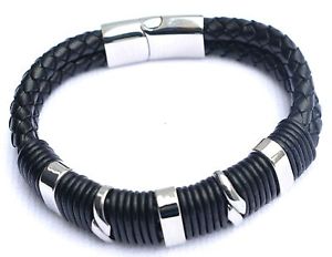 【送料無料】メンズブレスレット　メンズレザーアイデンティティブレスレットパーソナライズmens leather identity bracelet personalised engraved best son proud of you