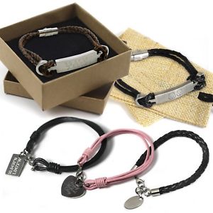 yzYuXbg@p[\iCYJX^YuXbg{bNXpersonalised custom engraved mens leather steel bracelet name date gift box