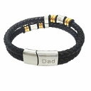 【送料無料】メンズブレスレット スタイリッシュメンズファッションチタンブレスレットstylish mens fashion engraved dad titanium real genuine leather honour bracelet