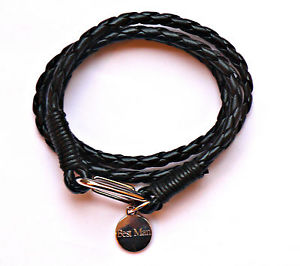 【送料無料】メンズブレスレット　メンズレザーラップベストブレスレットボックスmens leather wrap best brother bracelet engraved personalised charm and gift box 2