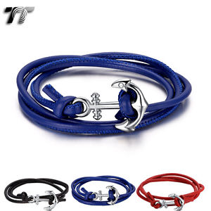 yzYuXbg@XeXX`[AJ[uXbgtt 3mm tri row leather 316l stainless steel anchors bracelet br255