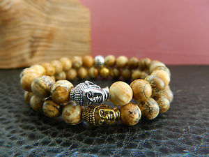 yzYuXbg@WXp[r[YuXbgqbvzbvv[gS[hVo[men natural picture jasper beaded buddha bracelethip hopgiftgoldsilver