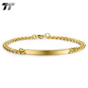 【送料無料】メンズブレスレット スリムゴールドトーンステンレスブレスレットtt slim gold tone stainless steel id bracelet length 215cm bbr232j(4)