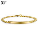 【送料無料】メンズブレスレット　スリムゴールドトーンステンレスブレスレットtt slim gold tone stainless steel id bracelet length..