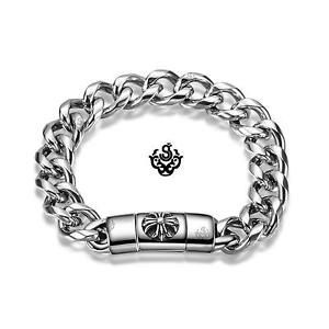 yzYuXbg@uXbgXeXX`[NX`F[silver bikies bracelet stainless steel men women fleurdelis cross chain 21cm