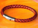 【送料無料】メンズブレスレット メンズレディースライムベイアートステンレススティールブレスレットmens ladies 6mm redbrown leather...