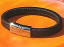 【送料無料】メンズブレスレット メンズレディースブラウンレザーステンレスライムベイアートスチールブレスレットmens ladies 10mm brown lea...