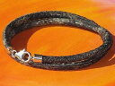 【送料無料】メンズブレスレット メンズレディースグレーレザーライムベイアートスターリングシルバーブレスレットmens ladies grey snakeprin...
