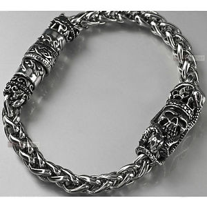 yzYuXbg@bikies`F[XeXXl[NuXbgsilver bikies chain stainless steel skull crown snake bracelet heavy solid