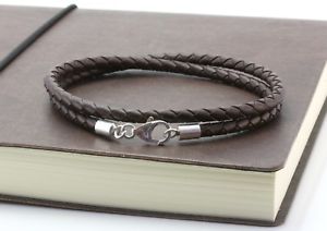 yzYuXbg@YuXbgVo[_[NuEmens bracelet4mm braided rubbersterling silver claspdouble wrapped dark brown