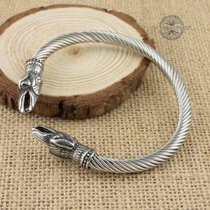 yzYuXbg@oCLOuXbgXvOXeXmEF[viking raven bracelet adjustable spring stainless steel norse arm ring
