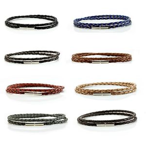 yzYuXbg@U[U[_ubv3mm braided leather amp; sterling silver braceletgenuine double wrapped leather