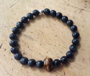 【送料無料】メンズブレスレット　メンズイエロータイガーアイスカルビーズブレスレットmens yellow tiger eye skull bead blue tiger eye stone bracelet