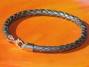 【送料無料】メンズブレスレット メンズレディースシルバーレザーライムベイアートスターリングシルバーブレスレットmens ladies 5mm silver le...