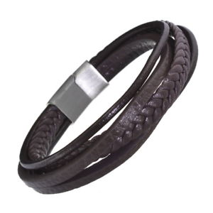 【送料無料】メンズブレスレット ステンレススチールコレクションダークブラウンレザーブレスレットマグネットstainless steel collection multistrand dark brown leather bracelet with magnet 【送料無料】メンズブレスレット ステンレススチールコレクションダークブラウンレザーブレスレットマグネットstainless steel collection multistrand dark brown leather bracelet with magnet