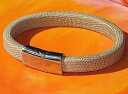 【送料無料】メンズブレスレット メンズレディースベージュアンプステンレスライムベイアートスチールブレスレットmens ladies 10mm beige lea...