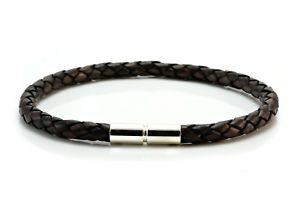 yzYuXbg@YfB[XuEmensladies 5mm braided leather braceletsterling silver claspantique brown