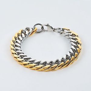 【送料無料】メンズブレスレット ゴールドシルバーステンレススチールブレスレットチェーン