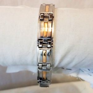 【送料無料】メンズブレスレット　グッドマンメンズソリッドゴールドインサートステンレススチールリンクブレスレットib goodman mens 14k solid gold inserts amp; stainless steel link bracelet 814