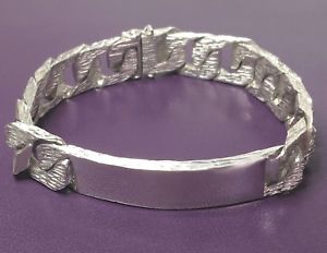 【送料無料】メンズブレスレット　メンズブレスレットビンテージロンドンmens sterling silver id bracelet vintage 8 bark effect 10mm london 1977 512g