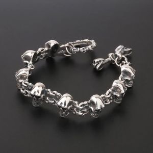 yzYuXbg@\bhX^[OVo[YNXJ`F[JtuXbgsolid 925 sterling silver mens heavy linked skull chain cuff bracelet 215cm