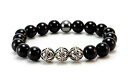 【送料無料】メンズブレスレット メンズオニキスシルバービーズストレッチmens onyx amp; silver beaded gemstone stretch braceletfathers day gift for him