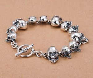 yzYuXbg@\bhX^[OVo[YNXJ`F[JtuXbgsolid 925 sterling silver mens heavy linked skull chain cuff bracelet 21cm