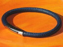 【送料無料】メンズブレスレット メンズレディースナッパレザーライムベイアートステンレススティールブレスレットmens ladies 5mm blue nappa...