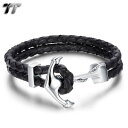 【送料無料】メンズブレスレット ステンレススチールアンカーブレスレットtt leather 316l stainless steel anchors brace...