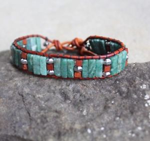 yzYuXbg@AtJU[uXbggOmens african jade beaded brown leather wrap bracelet wood beads toggle clasp