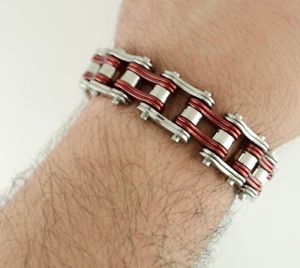 yzYuXbg@XeXbhVo[oCN`F[uXbgAJmens stainless steel double link red silver bike chain bracelet usa seller