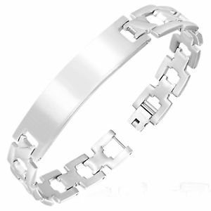 yzYuXbg@v[gXeXiduXbgsolid silver stainless steel id bracelet for men engravable identity plate