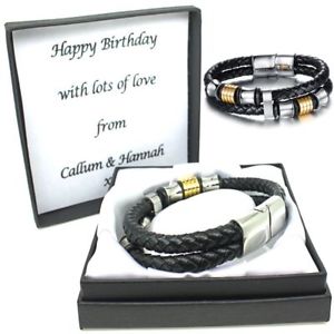 yzYuXbg@YU[uXbgNXvp[\iCYNX}Xmens leather bracelet engraved clasp personalised birthday christmas gifts