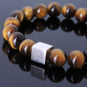 【送料無料】メンズブレスレット　ブレスレットタイガーアイスターリングシルバーキューブハンドメイドメートルmens gemstone bracelet tiger eye 925 sterling silver cube handmade 574m