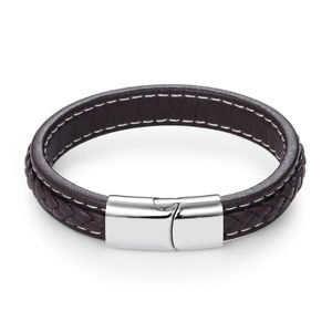 【送料無料】メンズブレスレット　メンズブラウンレザーブレスレットクリスマスパーソナライズmens brown leather bracelet engraved christmas gift personalised for dad grandad