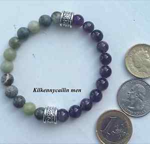 【送料無料】メンズブレスレット　ケルトアイルランドmensコネマラアメジストmens connemara amethyst celtic stretch bracelet irish made gemstone jewelry gift