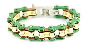 yzYuXbg@YXeXX`[O[Vo[CG[oCN`F[uXbgmens stainless steel green silver yellow bike chain bracelet us seller