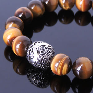 【送料無料】メンズブレスレット　メンズブレスレットタイガーアイビードカレンメートルmens bracelet healing gemstone tiger eye sterling silver bead diykaren 024m